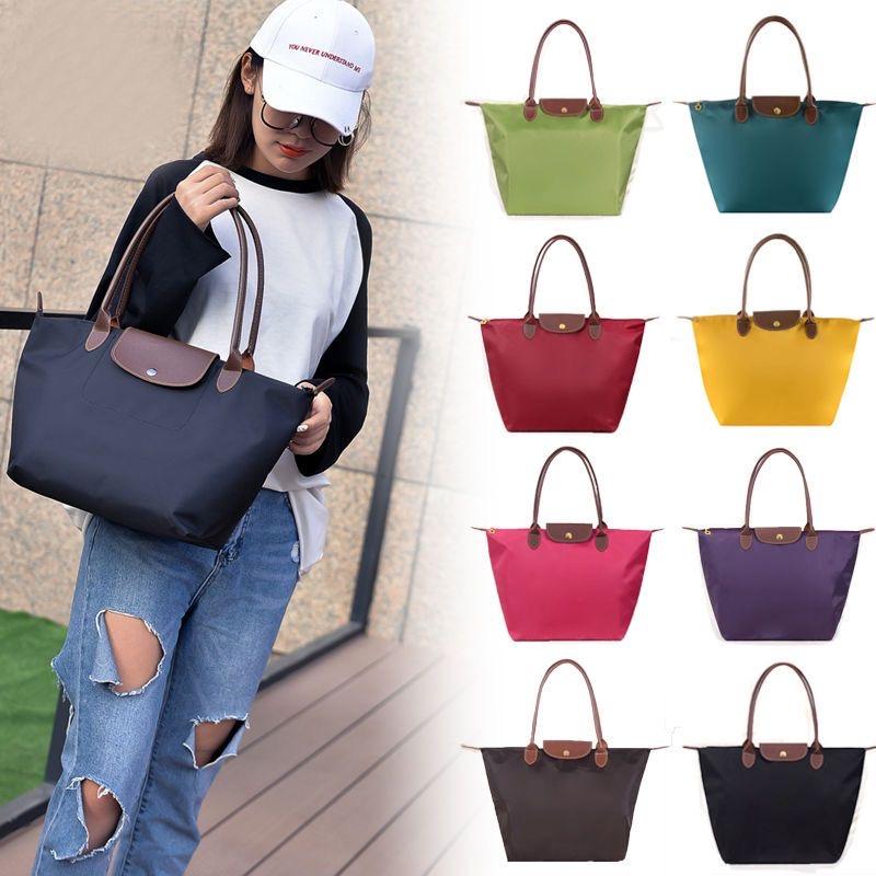 New Nylon Beach Tote Bag Fashion Womens Handbag ToteOxford Shoulder Bags Female Waterproof DumplingsFolding Shopping Bag