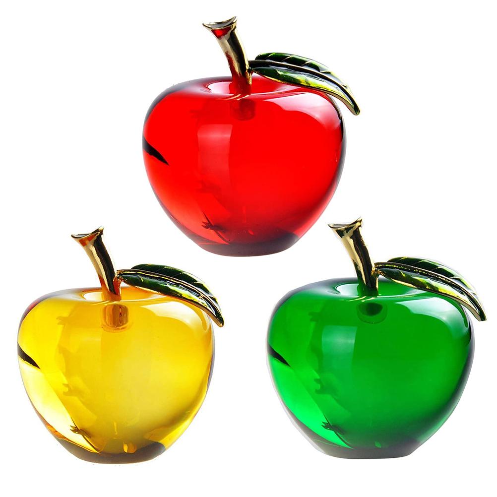 Crystal Apple Creative Gift Gold Leaf Decorative Craft Christmas Ornament Home Decoration