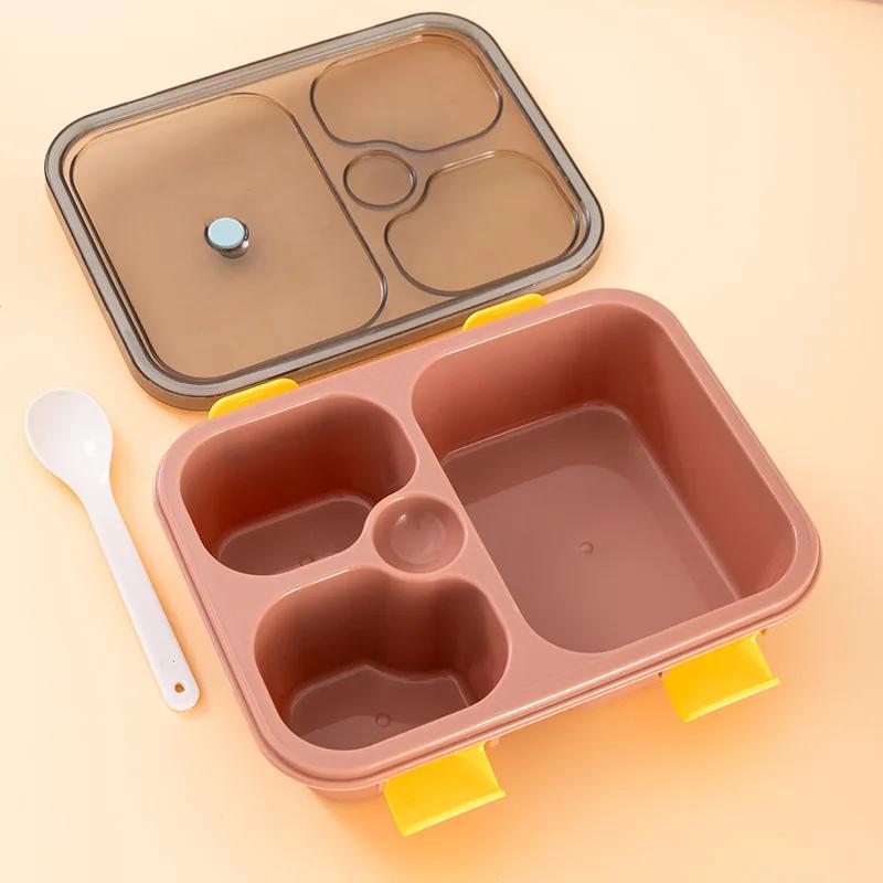 Japanische Stil Bento Box Lebensmittelqualität Kunststoff Mikrowelle Erwachsener Fach Lunchbox mit Geschirr Tragbare Lebensmittelbehälter