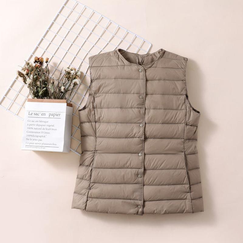 

Женские теплые жилеты Легкий пуховый жилет Женский жилет Портативный Теплый Без рукавов Зимний подклад Повседневный XS