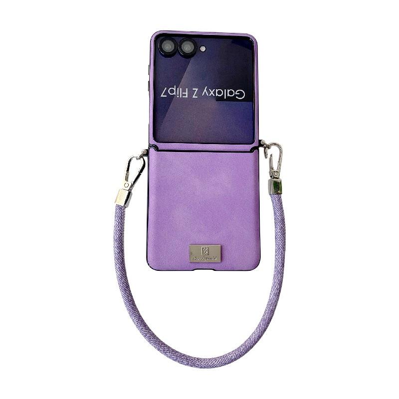 Samsung Z Flip7 Sheepskin Texture Case - Drop-Proof, Anti-Scratch PC with Anti-Lost Lanyard