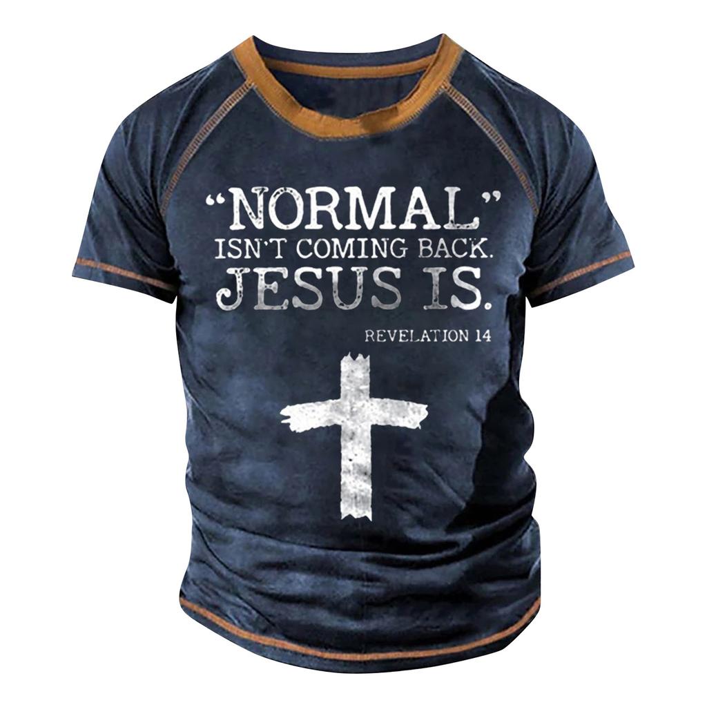 T-shirt Raglan pour hommes rétro à manches courtes col rond lettre impression hauts