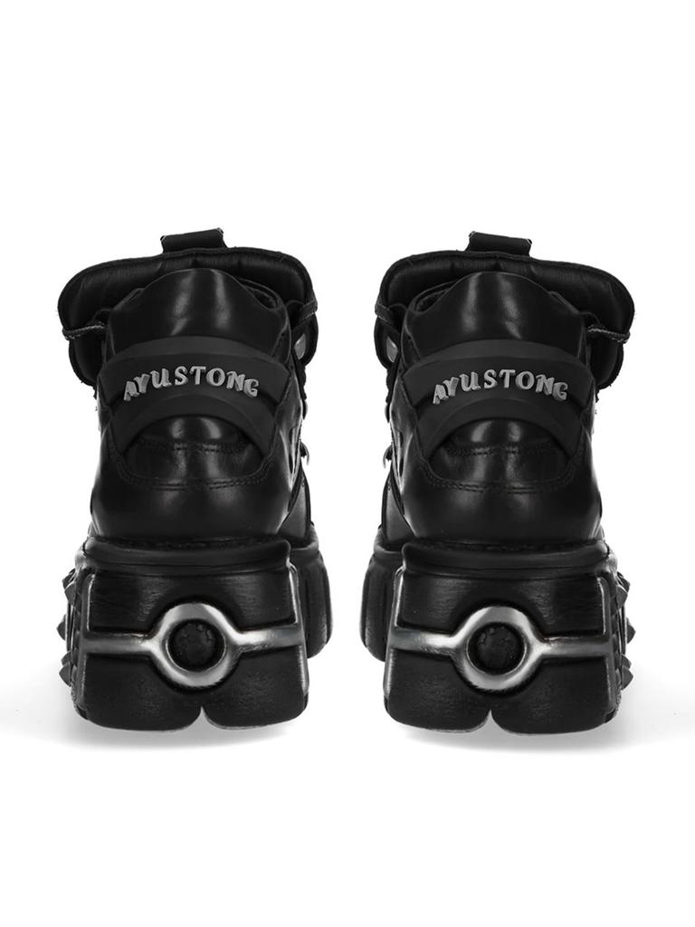 Marque Design Qualité Chaussures Punk Gothiques pour Femmes Confortables Talon Haut Décoration Métallique Rivet Beau Bottes de Moto