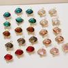 2 PCs Brass & Glass Connectors Charms Pendants Gold Plated Multicolor Irregular Jewelry Earrings Necklace Accessories 15mmx12mm