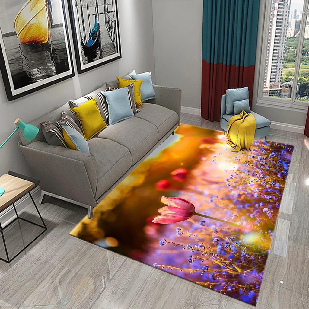 3D Flowers In The Morning Light Carpet for Kids Play Crawling Mat Boys Girl Bedroom Bedside Decor Floor Rug Living Room Carpet