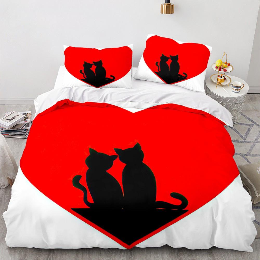 Valentine's Day Luxury Love Heart Duvet Cover - Romantic Theme for Couples, Queen Size, Ideal Women's Gift