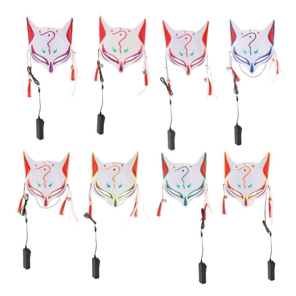 Festival Maskesi LED Işık Up Kitsune Tilki Maskesi Cosplay Cadılar Bayramı Masquerade Maskesi Hayvan DJ Dans Glow Parti Sahne