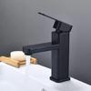 Black Square Basin Mixer Tap Single Handle Faucet Stainless Steels Rusts Resistant Coating For Bathroom Vanity Unit