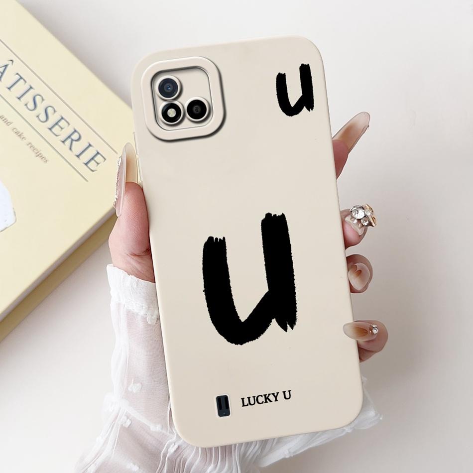 For Realme C11 (2021) Lucky Initial Letter Phone Case For Realme C11 2021 2020 RMX3231 RMX2185 Soft Silicone Shockproof Cases