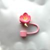 Cherry Flower Silicone Straw Cover For Stanley Cup Cute Silicone Flower Shape Drinking Dust Cap Straw Tips Cover Cup Accessories