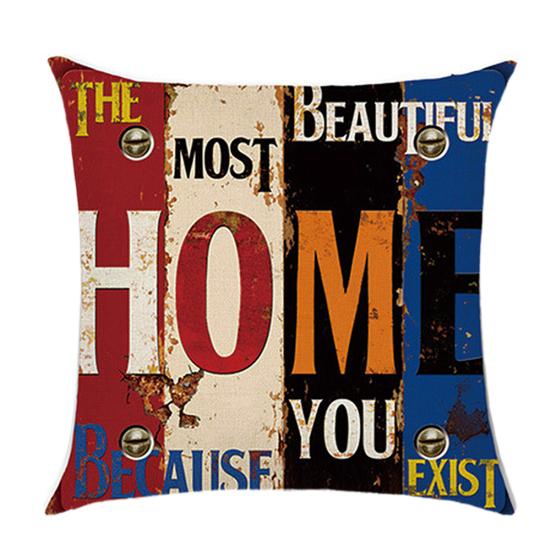 Mediterranean Letter Home Love Pillow Case Cushion Cover Sofa Bed Car Decoration