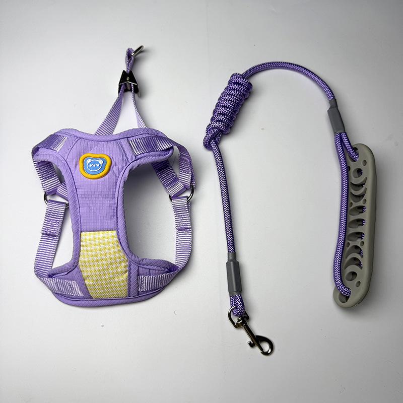 Outdoor Dog Walking Leash & Harness - Cute for Bichon, Teddy & Other Breeds Small фиолетовый
