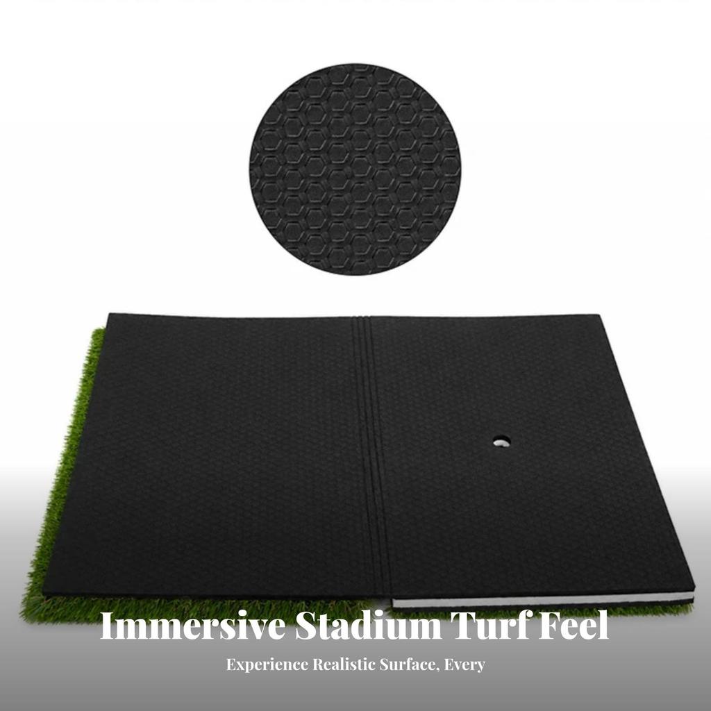 Foldable Golf Hitting Mat Tee Hole Dual Turf Layered Base Practice Tool