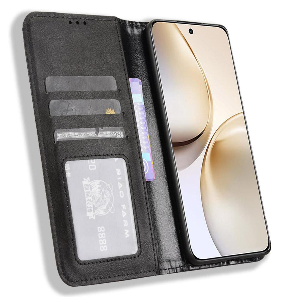 

For Realme 14 Pro+ 5G Case Wallet Stand Retro Texture Leather Phone Cover Brown