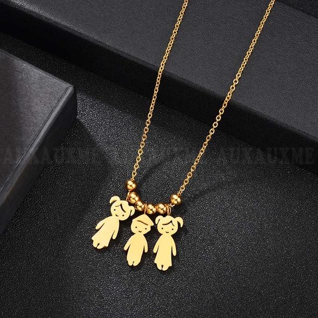 Nextvance Stainless Steel Date Child Baby Boy Girl Engrave Necklace Family Gold Color Pendant for Birthday Memorial Gift