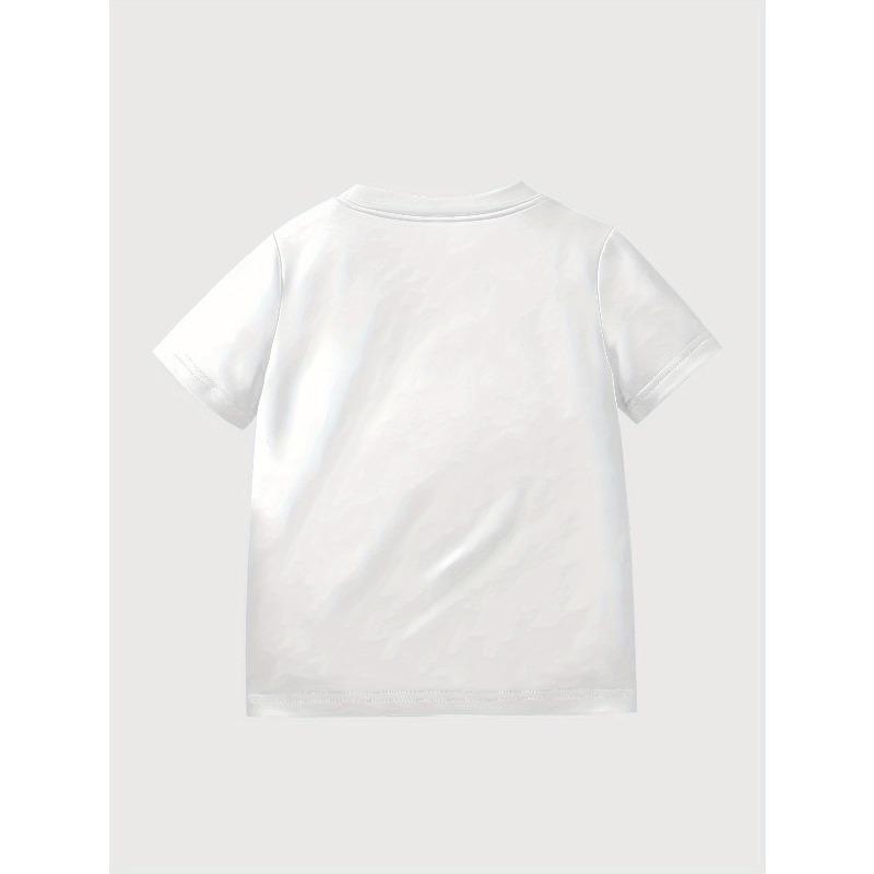 European Size Childrens Crew-neck Short-sleeved T-shirt with Artistic Pattern Print
