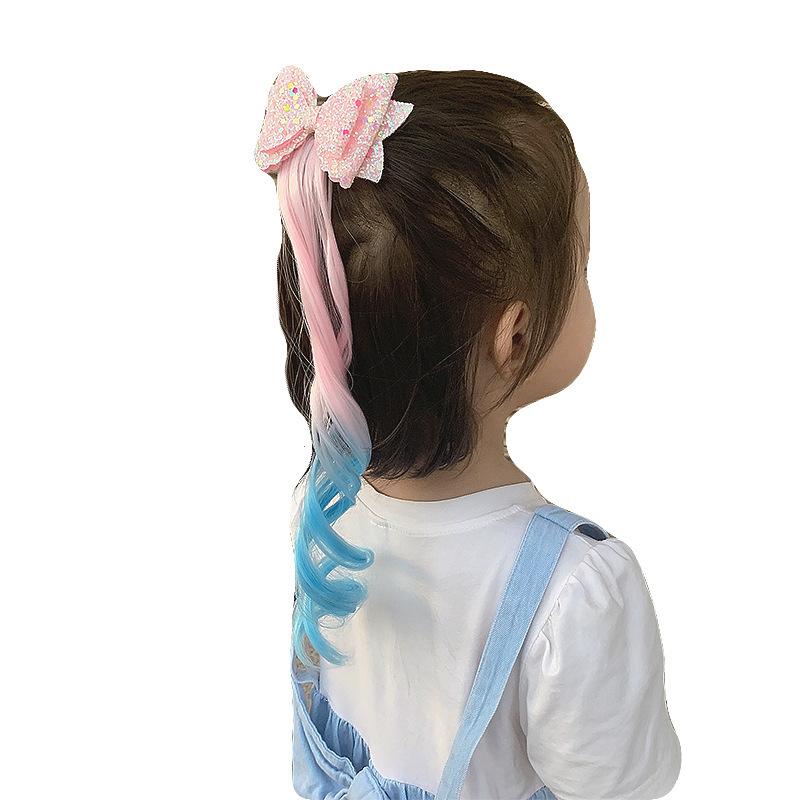 1 Stück Niedliche Prinzessin Farbverlauf Lockiges Haar Schleife Perücke Mädchen Haarnadeln Kinder Kopfschmuck Haarspange Haarspangen Haarspangen Haaraccessoires