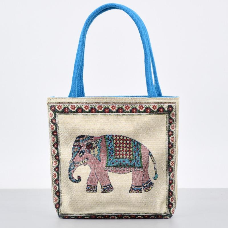 Ethnic Style Embroidery Canvas Handbag Artistic Fashion Hand In Hand Bag Lunch Bag Bento Bag