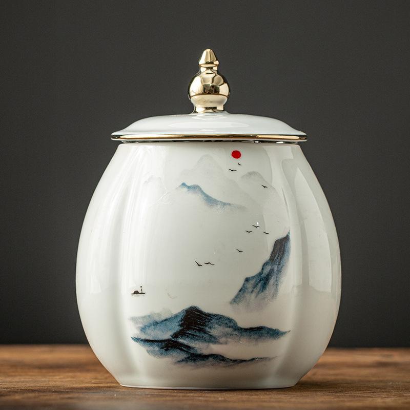 Tea can large creative red sealed storage tank gift box gold-plated European ceramic tea packaging tank