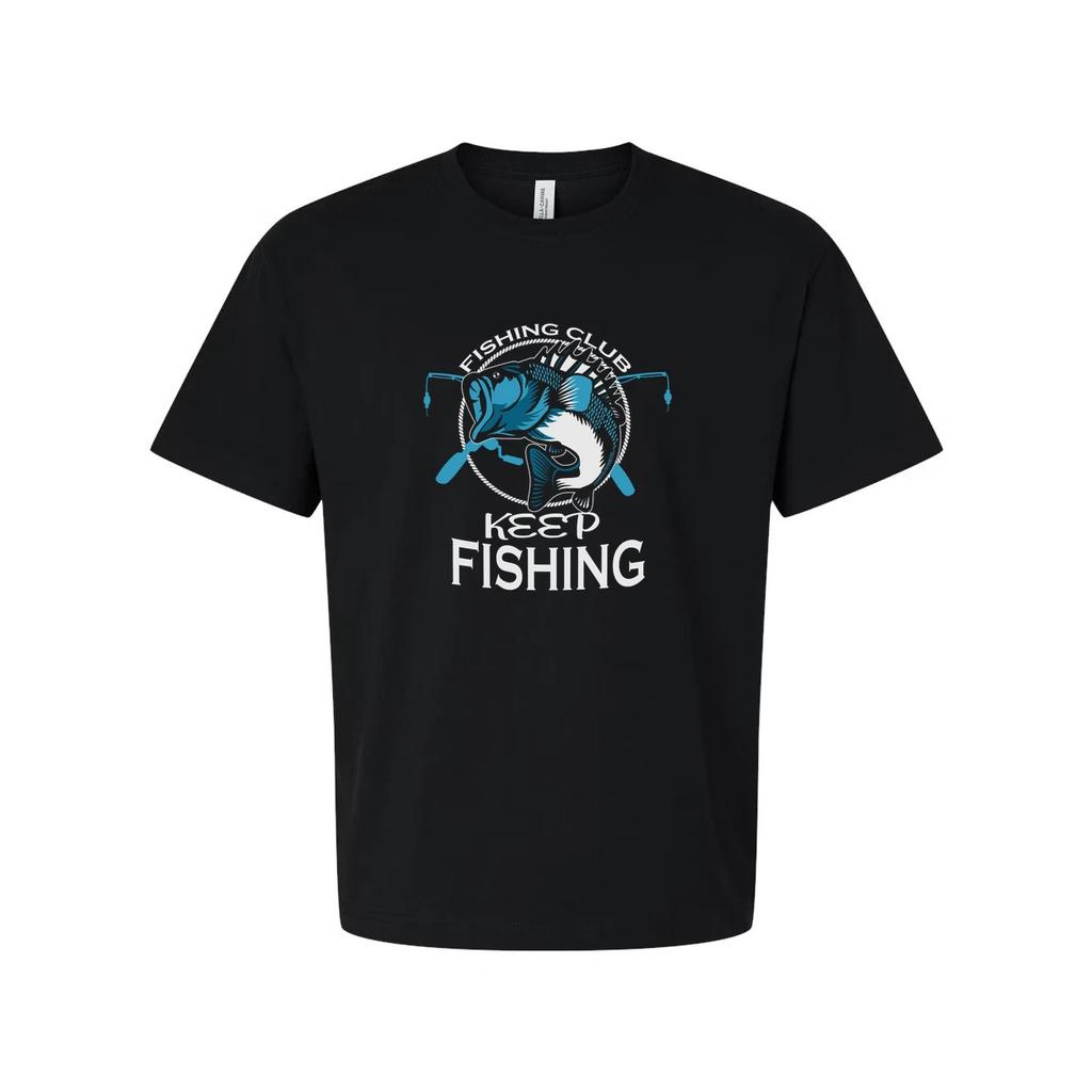 Unisex Fishing Graphic Tee With Keep Fishing Theme And Angler Rods And Lure Desi