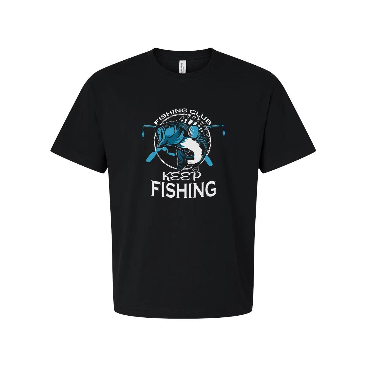 Unisex Fishing Graphic Tee With Keep Fishing Theme And Angler Rods And Lure Desi M