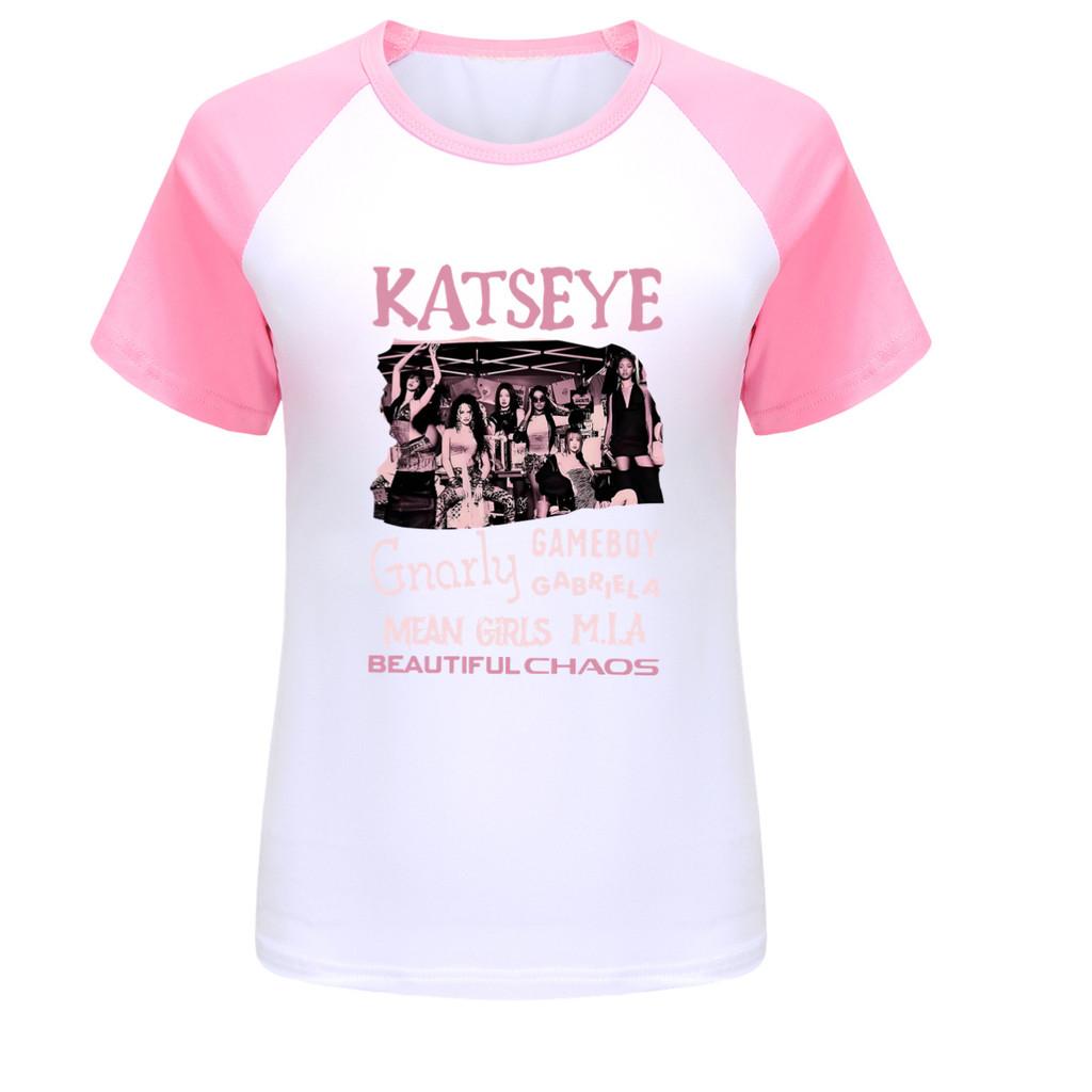 5296 Kinder Mädchen KATSEYE Print Freizeit-Baumwoll-T-Shirt