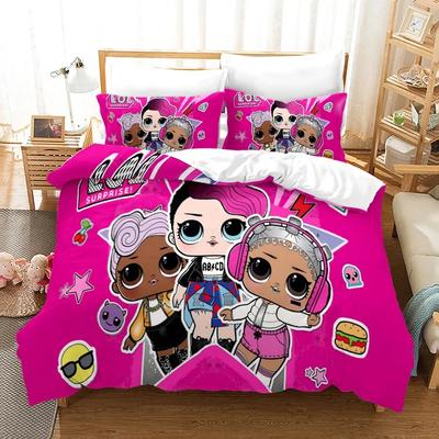 Anime Pink Doll 3PCS Single-sided Printed Series BeddingSet Duvet Set Comfortable Breathable Cover Sets Sheet Bedspreads