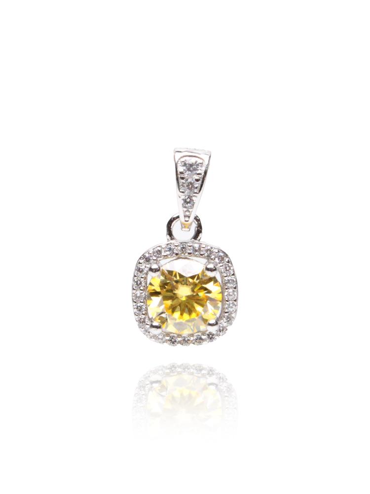 Bien Vetu Yellow Moissanite Pendant 1 Carat Square Pavé 423