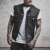 2578 * Herrevest Med Huller I Sæsonbestemt Motorcykel Denim Printet Vest