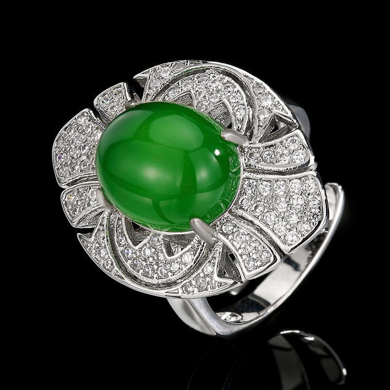 Jewelry Rings Natural Chalcedony Agate Imitation Pigeon Blood Red Corundum Retro Fashion High-end Feel Women's Open