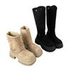 Two Wear Folded To Increase the Height, But Knee-length Boots, Women's Thick-soled Autumn and Winter New Thin Medium Tube Short Boots, Stacked Knight
