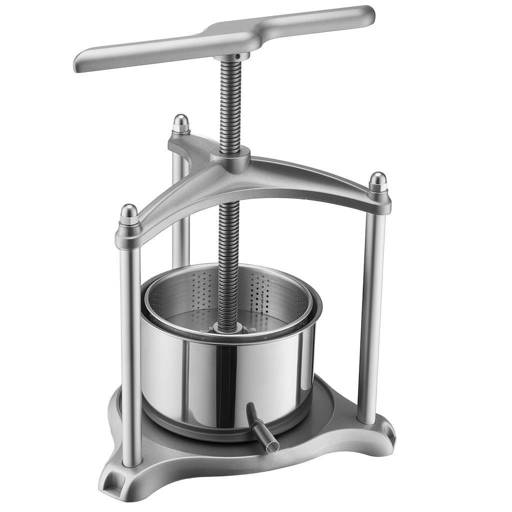 Fruit Wine Press, 0.8 Gallon/3L, Stainless Steel Manual Juice Maker with Powerful T-Shaped Handle, Juice Making for Apple/Grape/Orange/Berry,