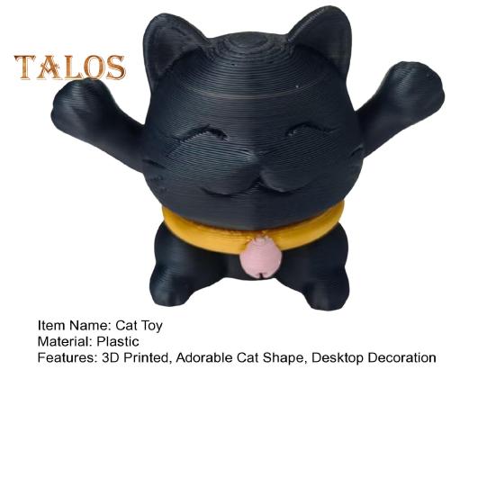 3D Printed Telescopic Cat Figurine Mini Fortune Cat Figure Simulated Animal Model Toy Home Office Bookshelf Desktop Decoration Ornament