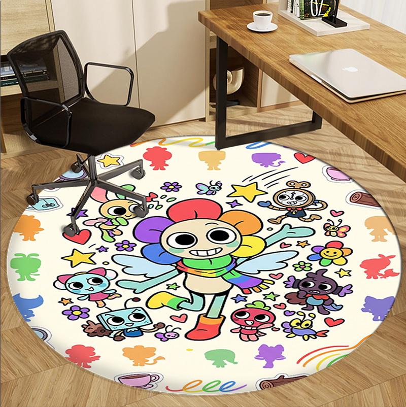 Dandy's World Pattern Round Rug, Indoor/Outdoor Mat, for Picnic, Gameroom, Bedroom, Office, Living Room, Home Decor Carpet, Birthday Gift