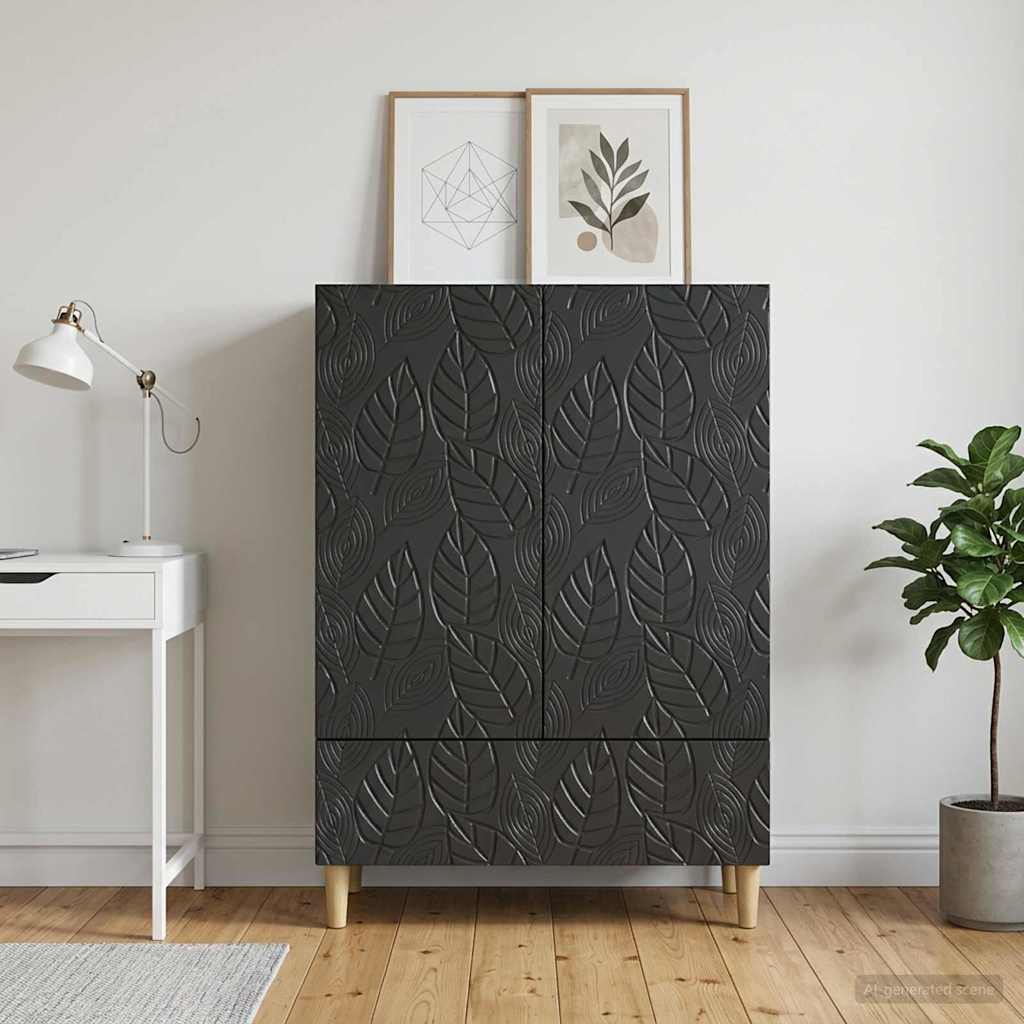Sideboard Black 66 X 34.5 X 95 Cm Particleboard