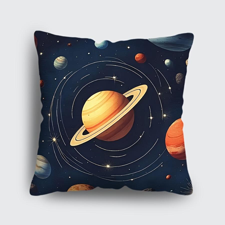 Galaxy-Inspired Throw Pillow Cover - 17.7x17.7 Inch, Polyester, Machine Washable, Zip Closure, Contemporary Style, 1pc