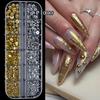 12 Grid Mixed Metal Punk Style Rivets Bow  3D Nail Decoration Gold Silver Nail Jewelry Nail Charm Manicure Studs