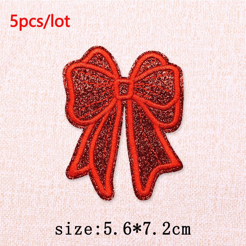 5Pcs/Lot Glitter Butterfly Bow Iron on Patches - Embroidered Patches on Clothes Bags Hats Jackets Decor