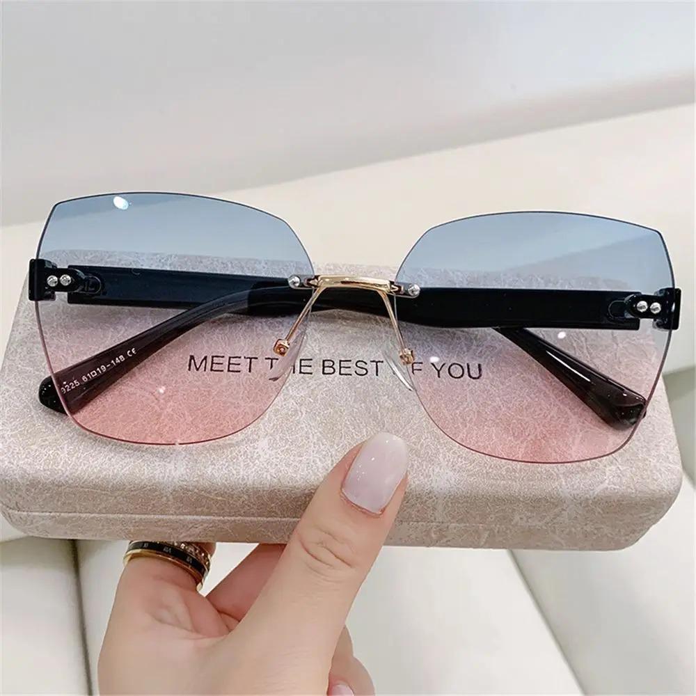 Retro Sunglasses Women Brand Designer Rimless Gradient Sun Glasses Fashion Shades Outdoor Sports Frameless Eyeglasses