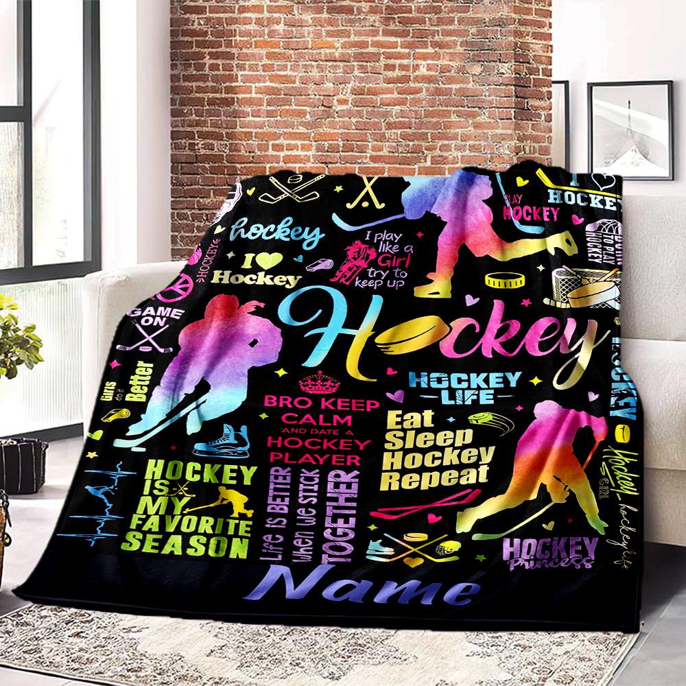 Hockey Life Passion Play And Princess Gift Customizable Blanket Text Warmthful Decor Versatile For Sofa Couch Office Bed Picnics Ideal For All Seasons