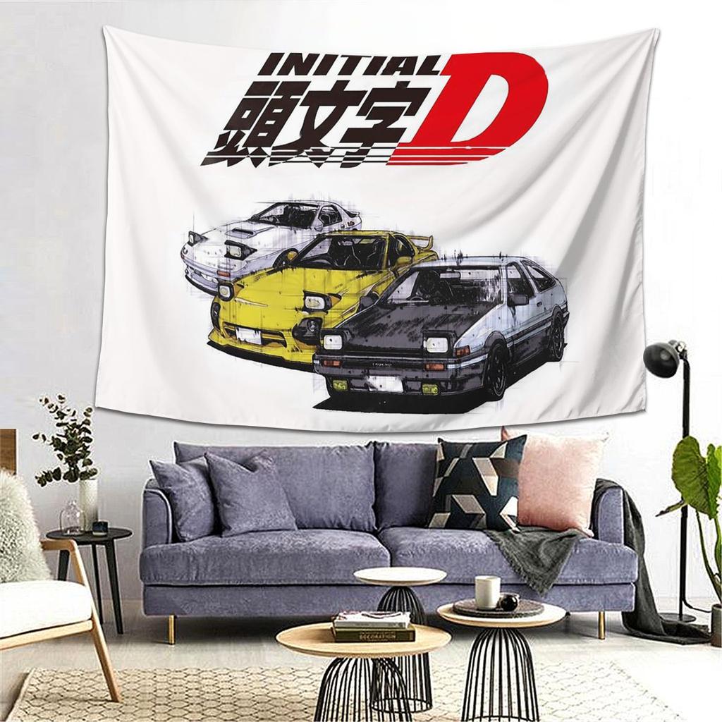 Initial D Neon Ae86 Tapestry Decoration Art Aesthetic Tapestries for Living Room Bedroom Home Wall Cloth Wall Hanging