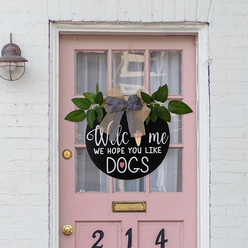 Doublesided Versatile Welcome Door Hanger With Seasonal Floral Wreath Design
