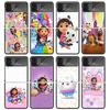 Cartoon Gabbys Dollhouse Black Phone Case For Samsung ZFlip7 ZFlip6 ZFlip5 ZFlip4 ZFlip3 5G Hard Protective Galaxy Z Flip 3 4 5