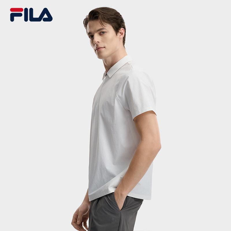 Fila White Fashion Classic Simple Casual Comfortable Loose Short Sleeve Polo Shirt Men tops Cloud-White F11M623125FWT