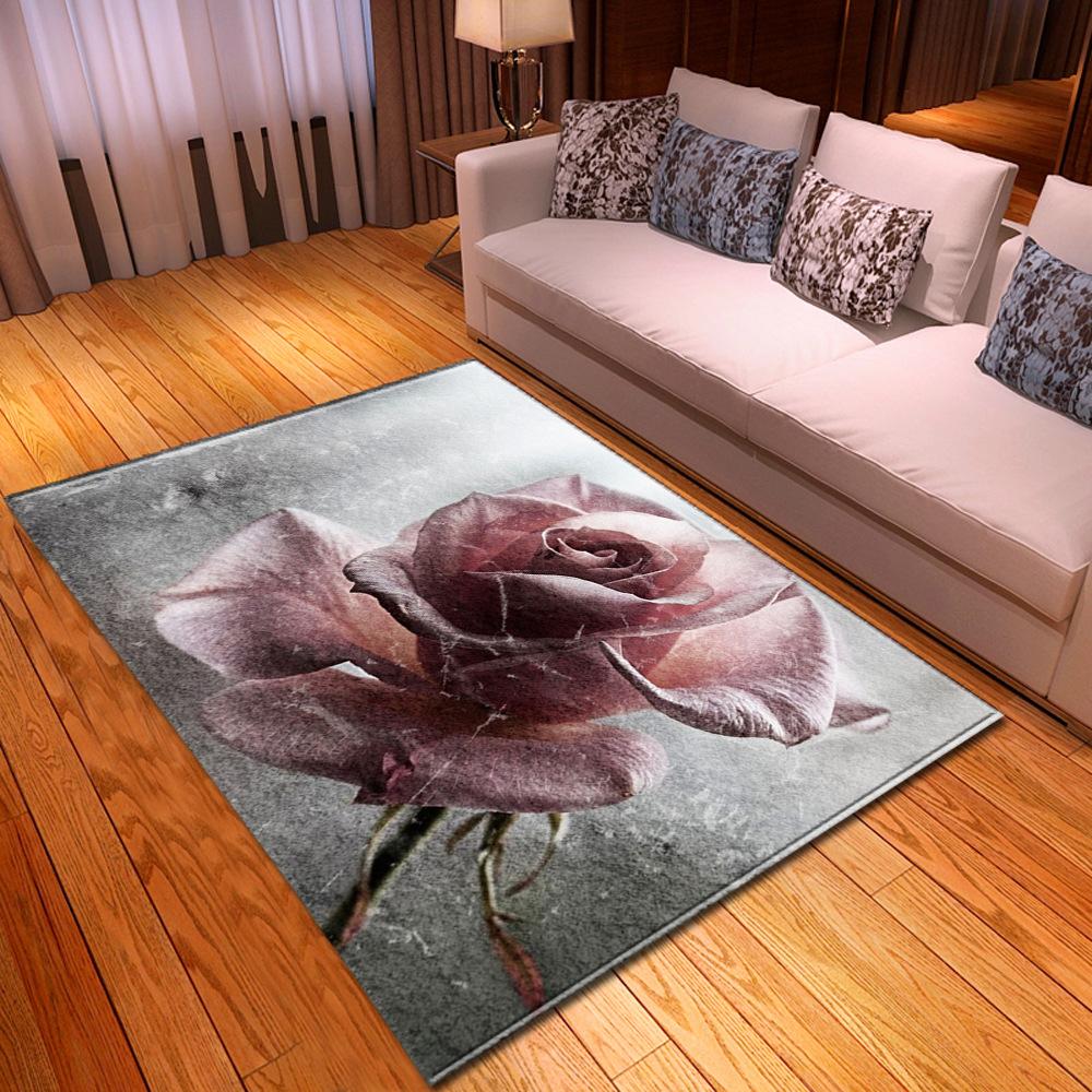 Romantic Rose Flower Carpets Home Decor Living Room Area Rug Floral Bedroom Rug for Girls Floor Mat Soft Kitchen Rug Doormat