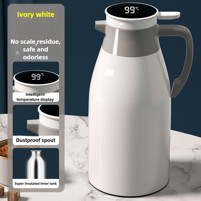 

Кофейный термос с цифровым дисплеем, стеклянной колбой, вакуумные термосы, бутылка для воды большой емкости, кухонный термочайник, 2 л 2L