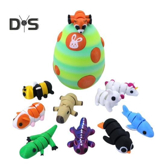 

Яйцо дракона с мини-животными, 3D-печатные шарнирные фигурки животных внутри яйца, карманная игрушка для питомца, игрушка для детей, подарок, пасхальная корзина, наполнители