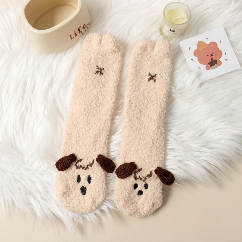 

5/10 пар Удобные Повседневные Утолщенные Осенне-Зимние Носки из Кораллового Вельвета для Женщин Милые Мультяшные Напольные Носки Прямые Носки для Дома Теплые 5 Pairs