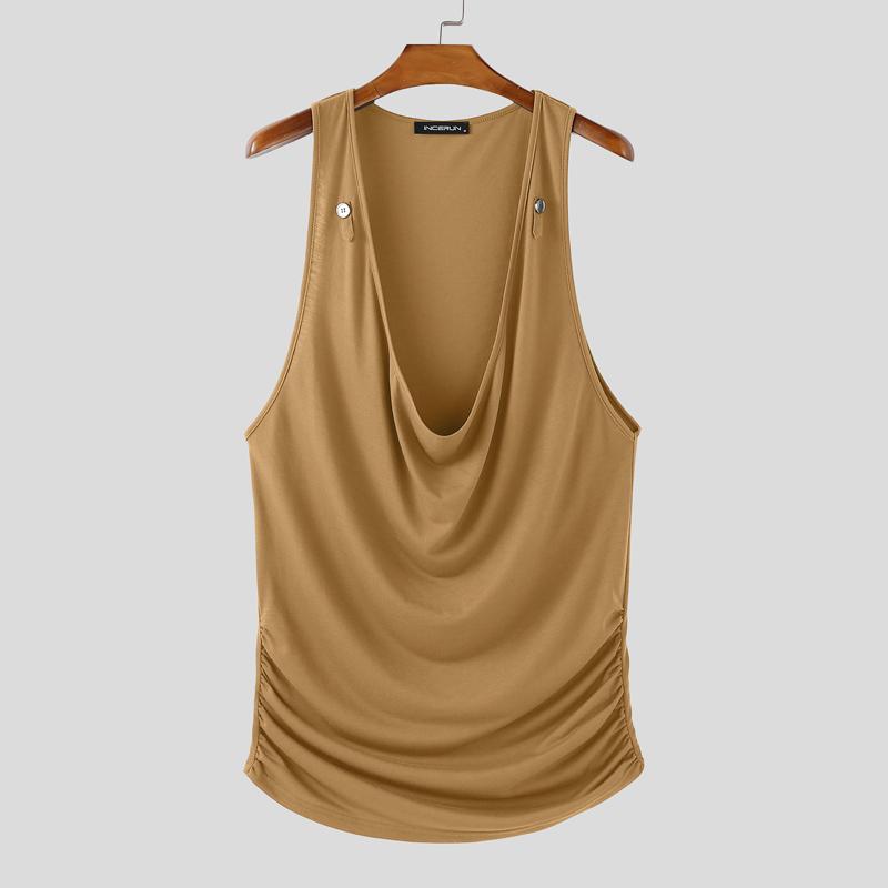 

INCERUN Sexy Deep V Swing Collar Sleeveless Ruffled Home Wear Long Tank Tops Pajamas 5XL хаки