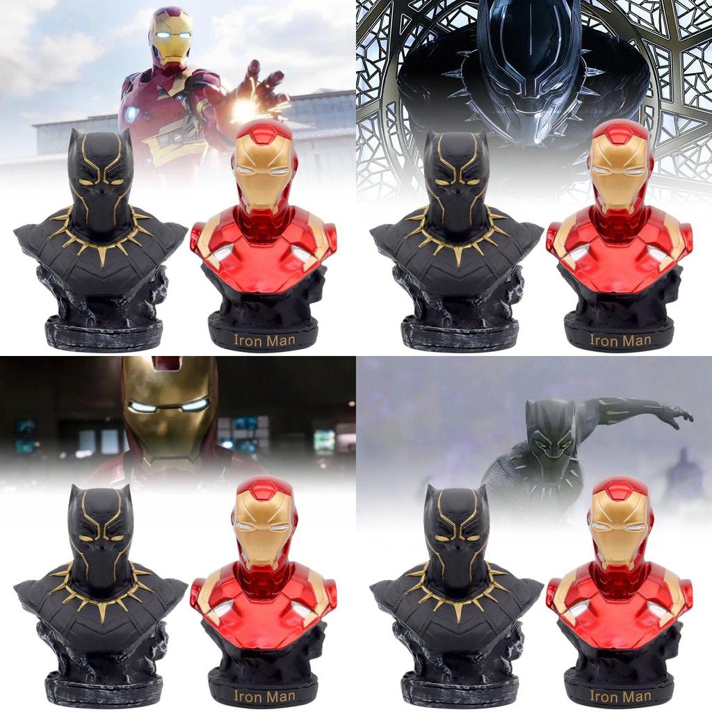 Atemberaubendes 16cm Eisen Schwarzer Panther Halbfigurenmodell Perfekt für Schreibtischdekoration Geschenke